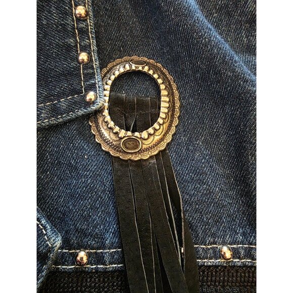 Vintage Next Move Western Denim Jacket With Fringe & Studs 90s - Picture 9 of 12
